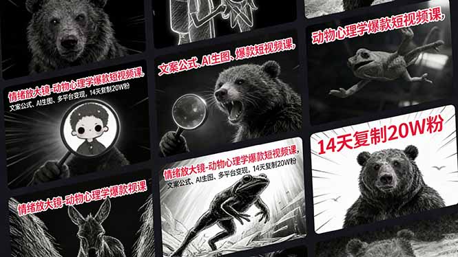情绪放大镜-动物心理学爆款短视频课，文案公式、AI生图、多平台变现，14天复制20W粉-资源站