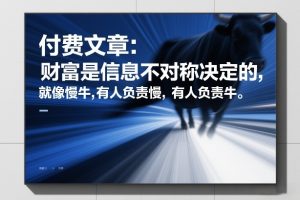 付费文章：财富是信息不对称决定的，就像慢牛，有人负责慢，有人负责牛-资源站