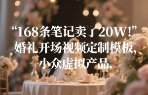 168条笔记卖了20W！婚礼开场视频定制模板，小众虚拟产品-资源站