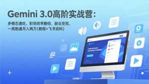 Gemini 3.0高阶实战营：多模态通吃、职场效率翻倍、副业变现，一周跑通月入两万(教程+飞书资料-资源站