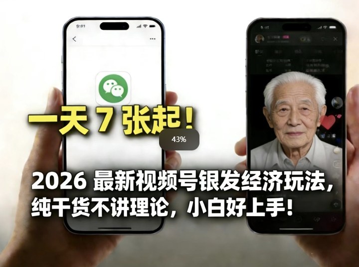 2026最新视频号银发经济玩法，轻松每天7张起，小白也可做-资源站