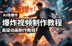 AI场景爆炸视频制作教程，利用人物实拍视频制作出高级的动画特效-资源站