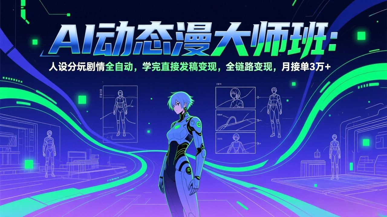 AI动态漫剧大师班：人设分镜剧情全自动，学完直接发稿变现，全链路变现，月接单3万+-资源站