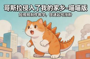 哥斯拉侵入了我的家乡–喵喵版短视频制作教学，快速起号涨粉-资源站