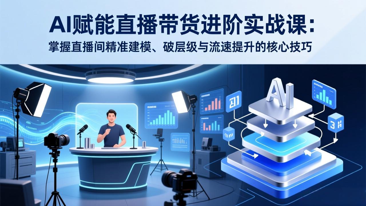 AI赋能直播带货进阶实战课：掌握直播间精准建模、破层级与流速提升的核心技巧-资源站