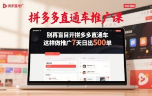 拼多多直通车推广课，别再盲目开拼多多直通车，这样做推广7天日出500单-资源站