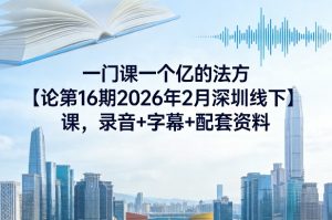 一门课一个亿的法方论第16期2026年2月深圳线下课,录音+字幕+配套资料-资源站