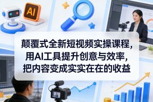 颠覆式全新短视频实操课程，用AI工具提升创意与效率，把内容变成实实在在的收益-资源站