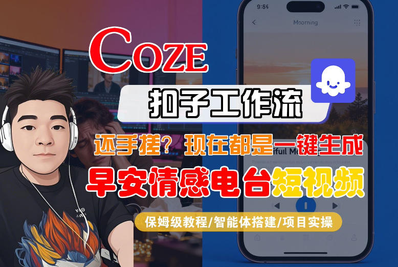 【Coze工作流搭建实操教程】【coze】早安情感电台日签视频还在手动做？用扣子工作流自动生成，省时90%-资源站