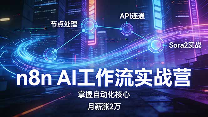 n8n AI工作流实战营，节点处理+API连通+Sora2实战，掌握自动化核心月薪涨2万-资源站