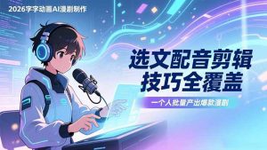 2026字字动画AI漫剧制作-1期，选文配音剪辑技巧全覆盖，一个人就能批量产出爆款漫剧-资源站