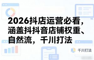 2026抖店运营必看，涵盖抖音店铺权重、自然流，千川打法-资源站