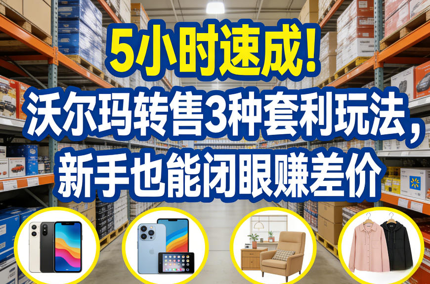 5小时速成！沃尔玛转售3种套利玩法，新手也能闭眼賺差价-资源站