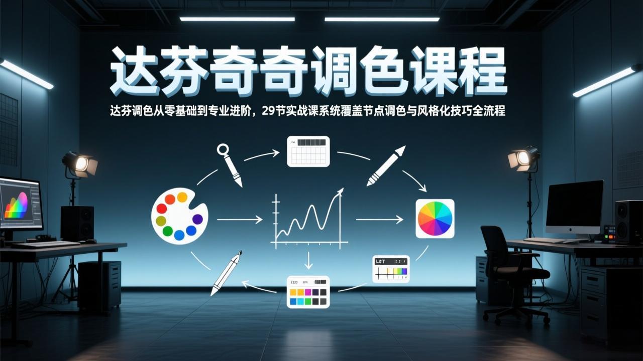 达芬奇调色从零基础到专业进阶，29节实战课系统覆盖节点调色与风格化技巧全流程-资源站