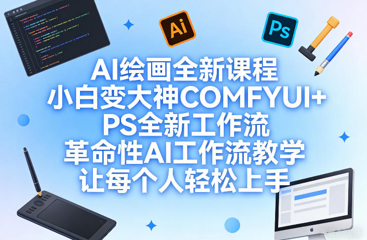 AI绘画全新课程，小白变大神COMFYUI+PS全新工作流，革命性AI工作流教学，让每个人轻松上手-资源站