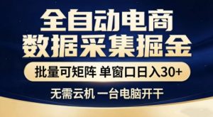 独家电商数据全自动采集项目，批量可矩阵，单窗口轻松日入3张+【揭秘】-资源站