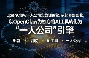 OpenClaw小龙虾+一人公司实战训练营,从部署到创收,将AI工具转化为“一人公司”引擎,低成本变现-资源站