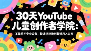 30天YouTube儿童创作者学院:不露脸不专业设备,快速搭建盈利频道月入过万-资源站