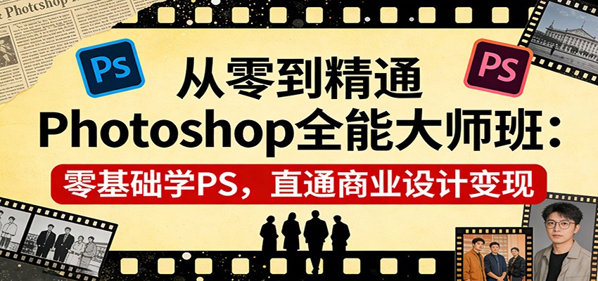 从零到精通Photoshop全能大师班：零基础学PS，直通商业设计变现-资源站