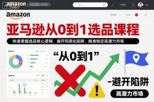 亚马逊从0到1选品课程，快速掌握选品核心逻辑，避开同质化陷阱，精准锁定高潜力市场(更新)-资源站