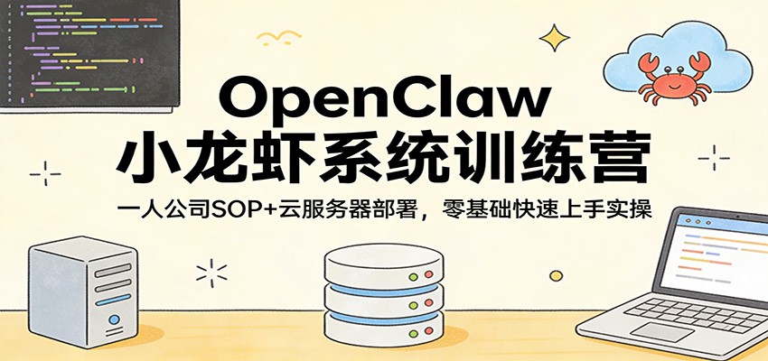 OpenClaw小龙虾系统训练营：一人公司SOP，云服务器部署，零基础快速上手实操-资源站