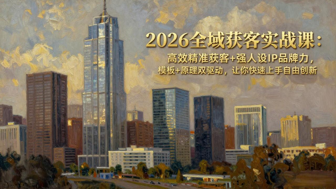 2026全域获客实战课：高效精准获客+强人设IP品牌力，模板+原理双驱动，让你快速上手自由创新-资源站
