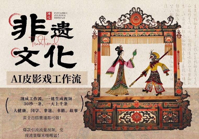 AI一键生成民俗文化非遗皮影戏视频，一刀不剪无需剪辑，30S一条，一天上百条，流量财富嘎嘎猛-资源站