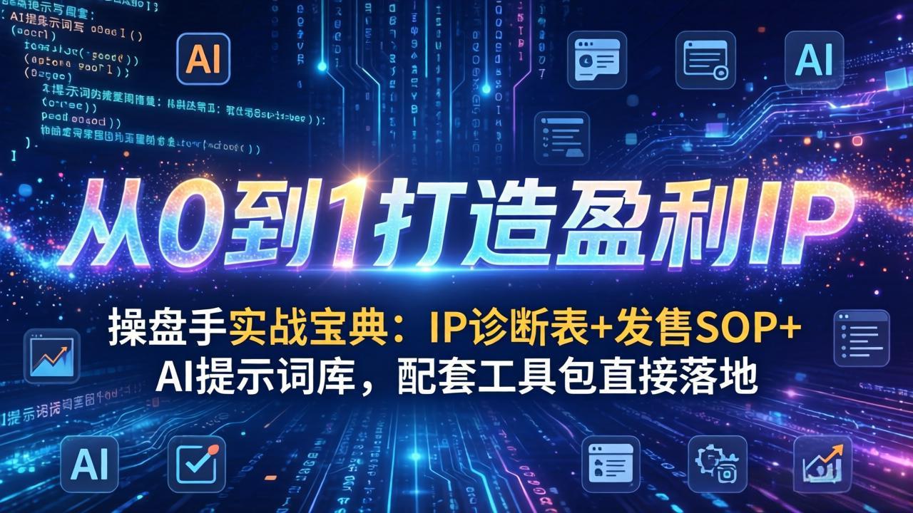 操盘手实战宝典：IP诊断表+发售SOP+AI提示词库，配套工具包直接落地，从0到1打造盈利IP-资源站