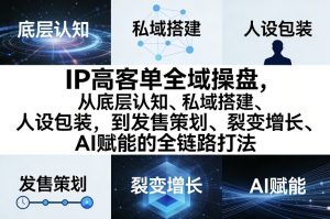 IP高客单全域操盘,从底层认知、私域搭建、人设包装,到发售策划、裂变增长、AI赋能的全链路打法-资源站