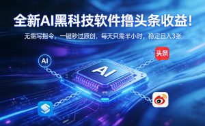 全新AI黑科技软件撸头条收益！无需写指令，一键秒过原创，每天只需半小时，稳定日入3张【揭秘】-资源站