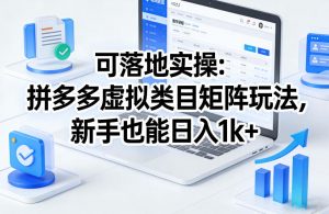可落地实操:拼多多虚拟类目矩阵玩法,新手也能日入1k+【揭秘】-资源站