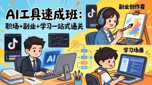 AI工具速成班：职场+副业+学习一站式通关，20+爆款类型+剪映技巧+抖音算法，0基础快速上手-资源站