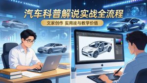 抖音汽车科普解说实战：文案+动画+画面处理+去水印全流程，打造专业汽车科普视频-资源站