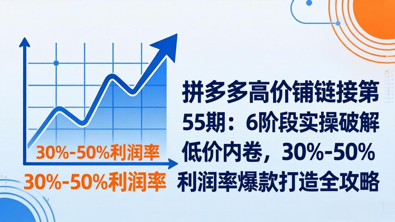 拼多多高价铺链接第55期：6阶段实操破解低价内卷，30%-50%利润率爆款打造全攻略-资源站