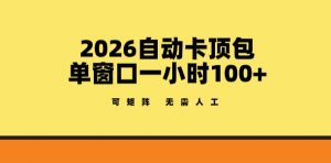 2026自动卡顶包玩法，单窗口一小时100+，可矩阵操作，无需人工【揭秘】-资源站