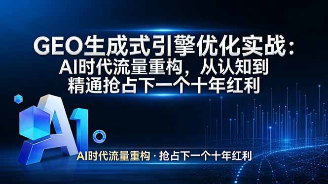 GEO 生成式引擎优化实战：AI时代流量重构，从认知到精通抢占下一个十年红利-资源站