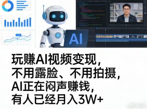 玩賺AI视频变现，不用露脸、不用拍摄，AI正在闷声賺钱，有人已经月入3W+-资源站