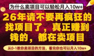 为什么真正賺到钱的都在卖项目，从0-1教你卖项目的方法，看完你也可以月入10w+【揭秘】-资源站
