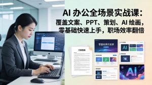 AI 办公全场景实战课:覆盖文案、PPT、策划、AI 绘画,零基础快速上手,职场效率翻倍-资源站