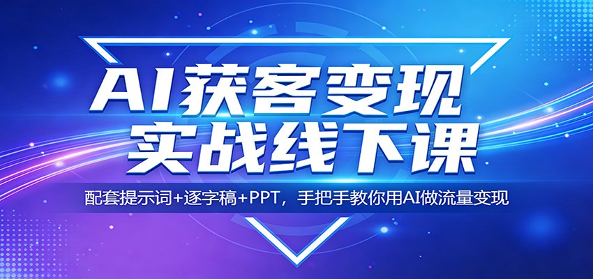 AI获客变现实战线下课：配套提示词+逐字稿+PPT，手把手教你用AI做流量变现-资源站