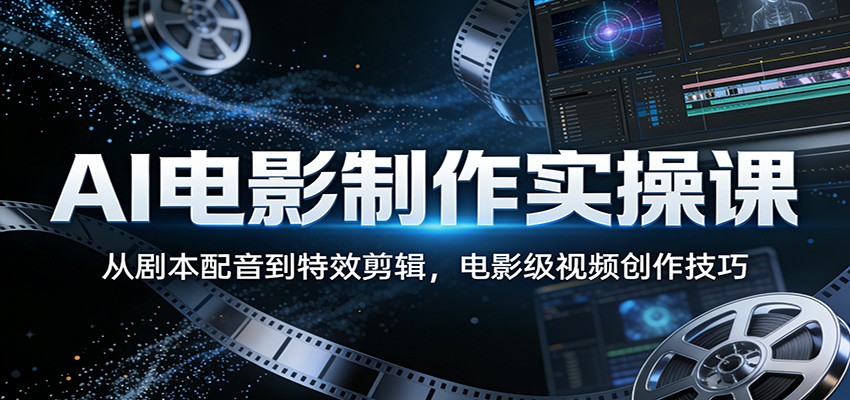 AI电影制作实操课:从剧本配音到特效剪辑,电影级视频创作技巧-资源站