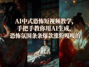 AI中式恐怖短视频教学,手把手教你用AI生成,恐怖氛围条条爆款涨粉嘎嘎的-资源站