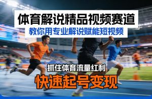 体育解说精品视频赛道，教你用专业解说赋能短视频，抓住体育流量红利，快速起号变现-资源站