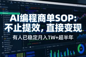 AI编程商单SOP，AI编程不能只给工作提效，还要直接变现，有人已经稳定月入1W+半年了-资源站