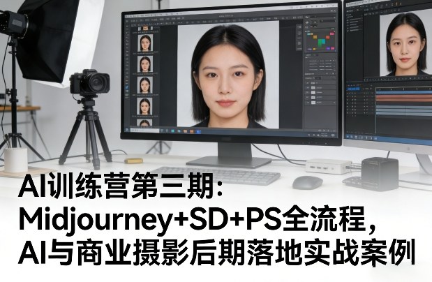AI训练营第三期：Midjourney+SD+PS全流程，AI与商业摄影后期落地实战案例-资源站