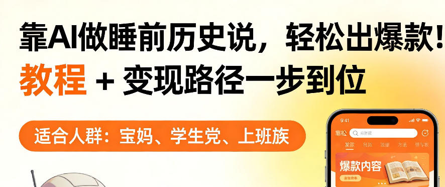 靠AI做睡前历史解说，轻松出爆款！教程+变现路径一步到位，单个视频收益1K+【揭秘】-资源站