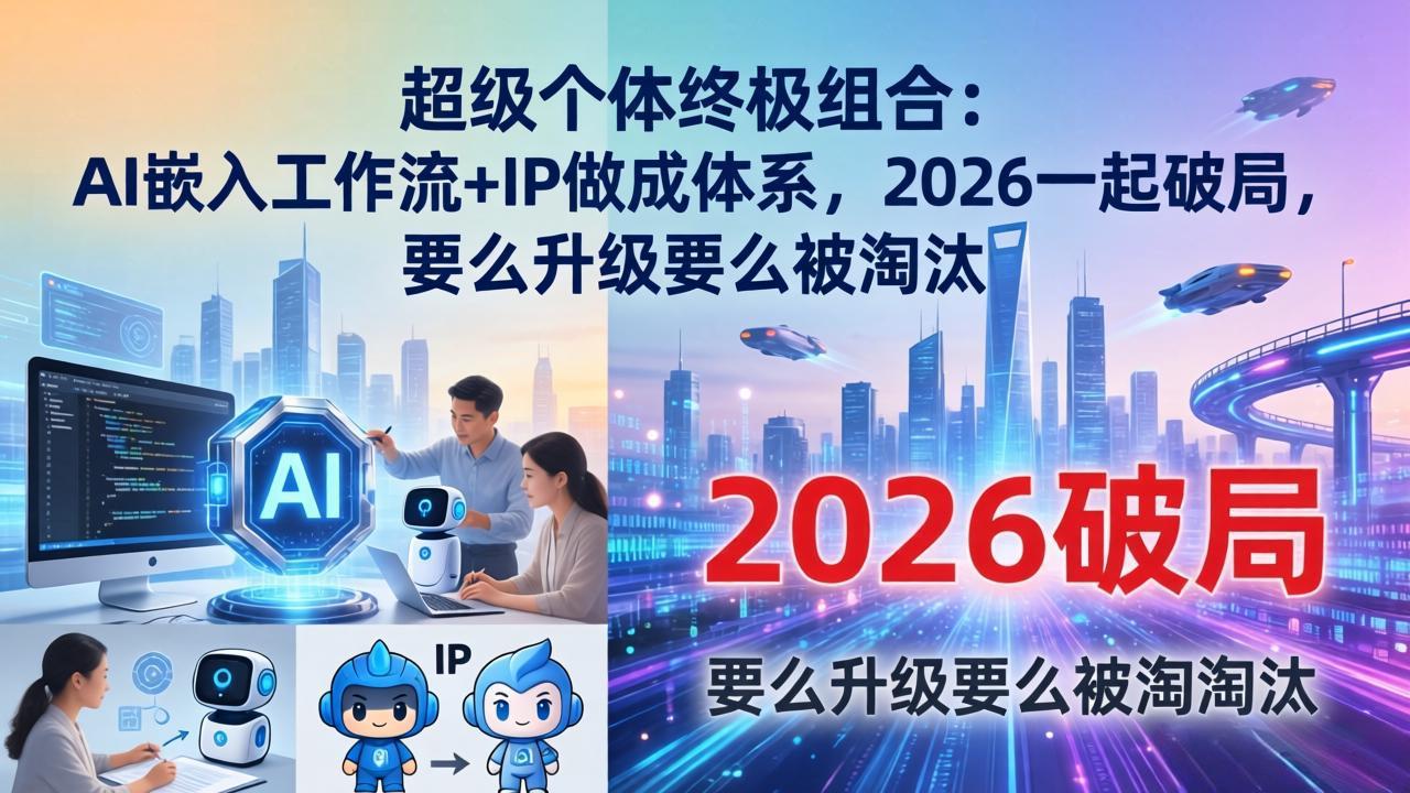 超级个体终极组合：AI嵌入工作流+IP做成体系，2026一起破局，要么升级要么被淘汰-资源站