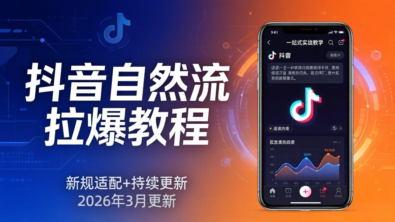 抖音自然流拉爆教程：新规适配+持续更新，话术+投放+起号一站式实战教学(更新26年3月-资源站