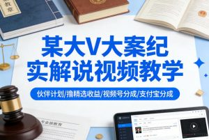 某大V大案纪实解说视频教学，可做伙伴计划、撸精选收益，视频号和支付宝分成计划均可-资源站