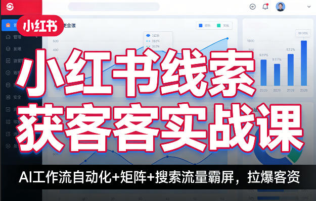 小红书线索获客实战课，AI工作流自动化+矩阵+搜索流量霸屏，拉爆客资-资源站
